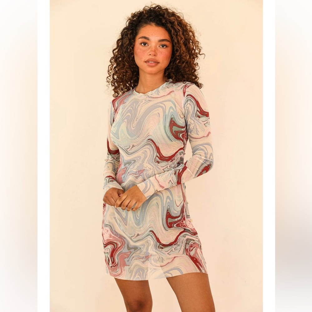 watercolor mesh dress